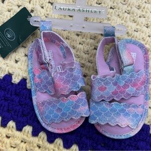Laura Ashley Kids Glitter Sandals - Pink and Blue toddler size 2-nwt